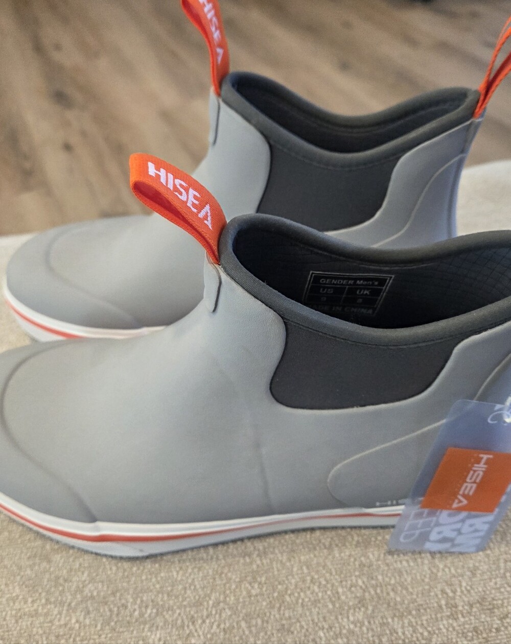 HISEA Mens Sz  9 Ankle Deck Rain Boots Waterproof Fishing Outdoor Sport Mud Boot